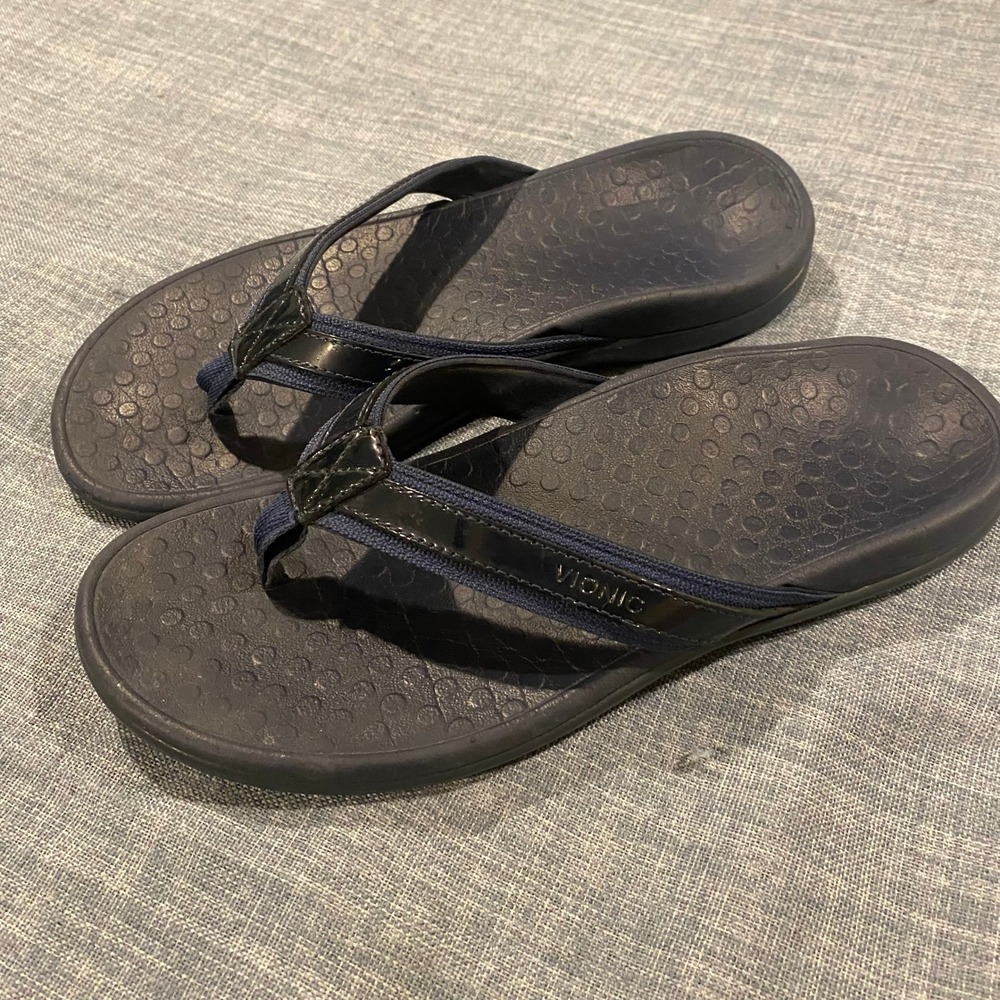 Vionic Tide Navy Blue Orthotic Flip Flop Sandals Womens Size 8 Orthopedic Thong
